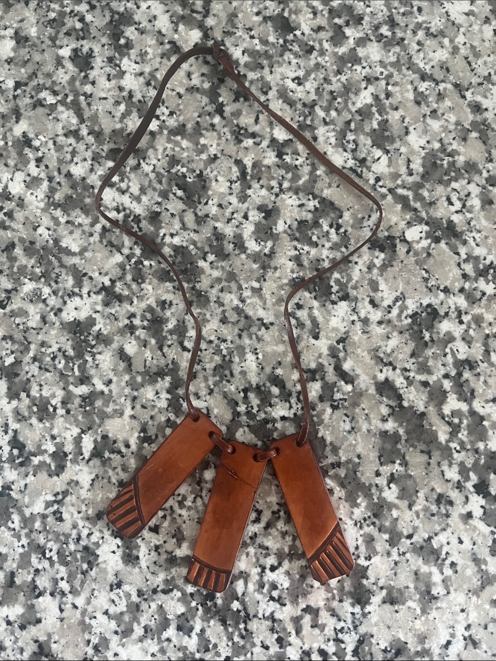 Handcrafted Brown Leather & Wooden First Nations Pendant Necklace